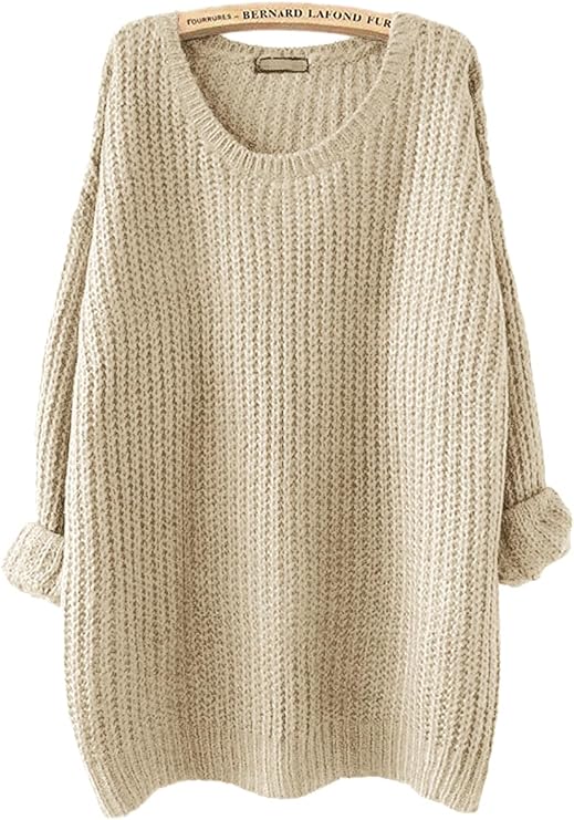 ARJOSA Women's Fall Sweaters Pullover Oversized Crew Neck Long Sleeve Knit Sweater Tunic Tops