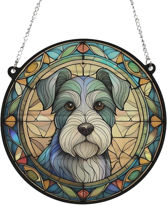 Schnauzer Stained Glass Effect Suncatcher Gift for Dog Lovers - 13cm