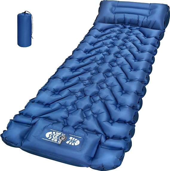 4in Backpacking Camping Pad with Pillow and Foot Pump