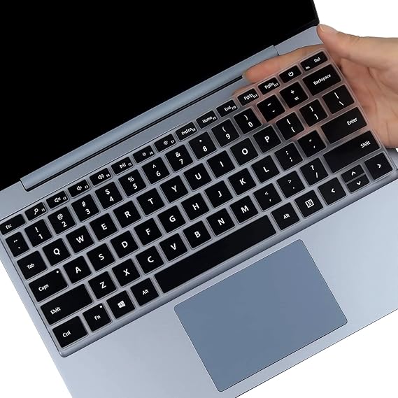 Keyboard Cover for Microsoft Surface Laptop Go 3/2 12.4" Touchscreen Laptop, Silicone Keyboard Skin Cover (Not fit 10.5 inch)-Bk