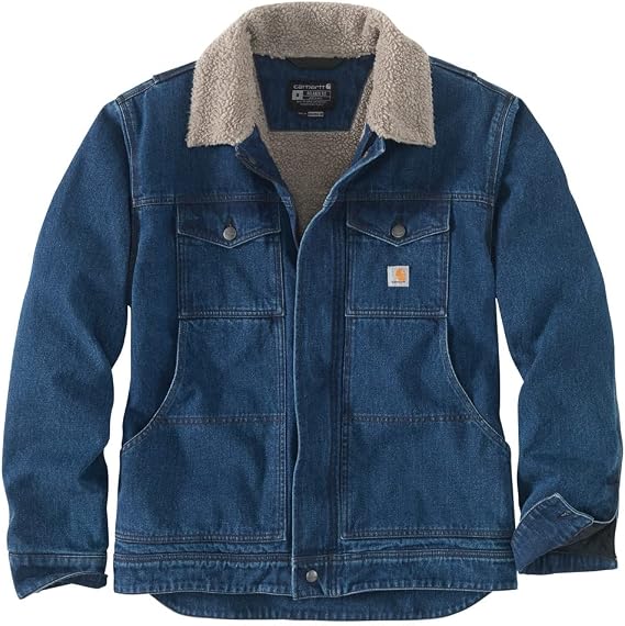 Carhartt Men's 105478 Relaxed Fit Denim Sherpa-Lined Jacket