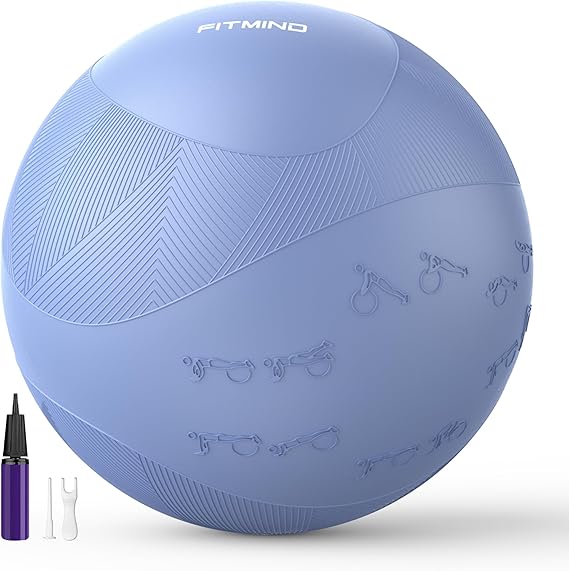 Extra Thick Yoga Ball with Training Instruction, Anti-Burst Slip Resistant Exercise Ball with Pump for Pilates,Physical Therapy,Pregnancy Stability,Birthing Ball 22in 26in 30in
