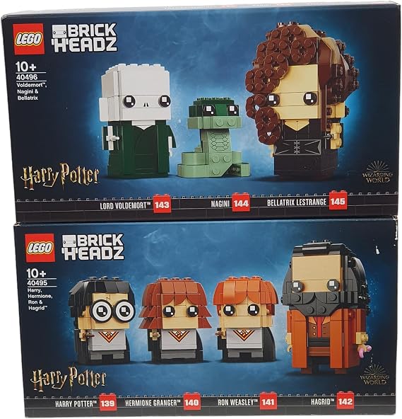Lego Brickheadz Harry Potter, Hermione, Ron Weasley, Hagrid 4095 + Lord Voldemort, Nagini, Bellatrix Lestrange 40496 Set