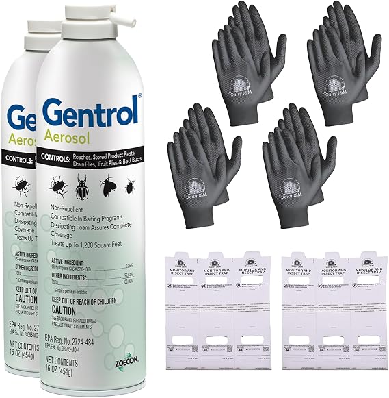 Gentrol Aerosol IGR 16 oz + 2 Pairs of Gloves and 3 Insect Monitors