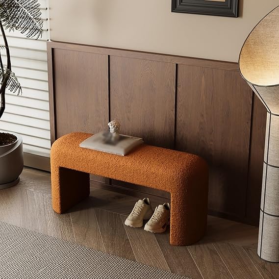 Storage Bench, 39.3" Entryway Bench, Metal Bracket, End Of Bed Storage Benches For Entrance, Living Room, Bedroom, Hallway(Brown,39.3in(100cm))