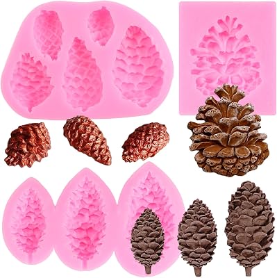 ZiXiang Pine Cone Silicone Molds Pinecone Cake Fondant Mold For Cake Decorating Cupcake Chocolate Gum Paste Candy Polymer Clay Set Of 3
