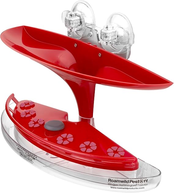 Roamwild Window Hummingbird Feeder with Suction Cups Bee Proof & Ant Proof Hummingbird Feeder for Outdoors Built in UV Shade Keeps Nectar Fresh Ultra-Strong Dual Suction Cup Window Mount Purple