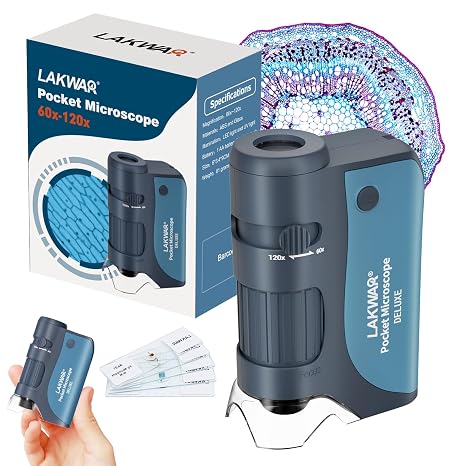 60x-120x Mini Pocket Microscope for Kids Adults, Portable Handheld Microscope, Miniscope Portable for Kids Little Scientist Students School Minilabsters Education