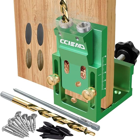 Pocket Hole Jig Kit, 2 Hole Adjustable Angle Drill Guide Screw Joint Angle Jig Dowell Drill Joinery Carpentry Locator Woodworking Tools