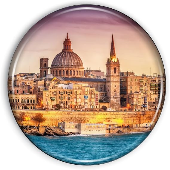 Valletta Malta Magnet Strong and Flexible Valletta Malta Refrigerator Magnet 1.1 Inch Epoxy Dome