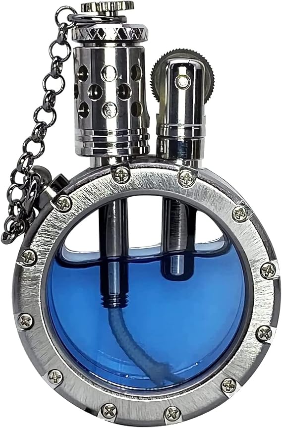 Vintage Antique Lighter with Creative Transparent Bottle Design, Cool Steampunk Kerosene Lighter, Unique Birthday Gifts for Men Dad Husband (Sliver)
