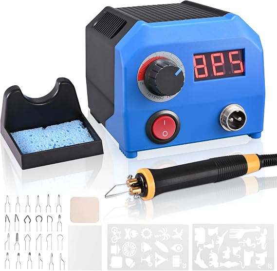Wood Pyrography Kit, LCD Pyrography Machine 60W (Adjustable Temperature from 0-700°C), Complete Wood Burner Set with 1 Pens and 23 Pyrography Wire Tips