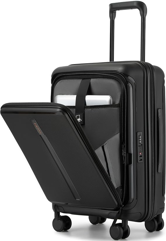 20-Inch Hardside Carry On Luggage Laptop Compartment, Expendable Suitcase