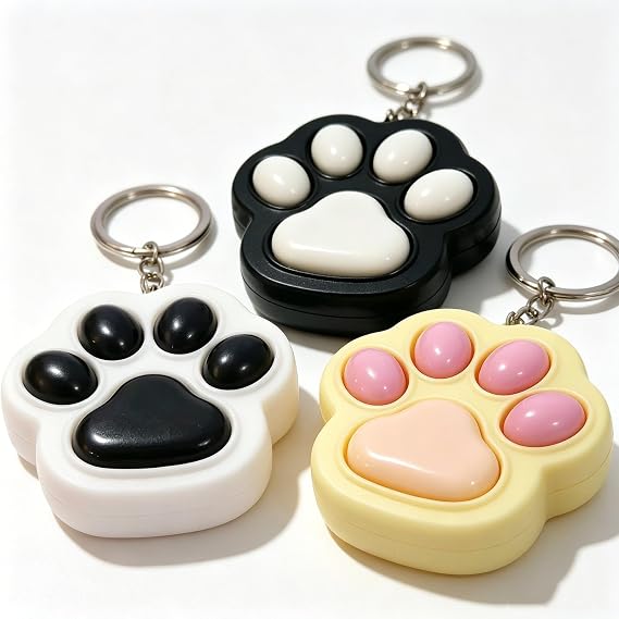 3 Pcs Cat Paw Keyboard Fidget Toy, Mini Clicker Keychain | Cute Cat Paw Design, ASMR Clicky Sound, Portable Keychain, ABS Plastic, Stress Relief Gift