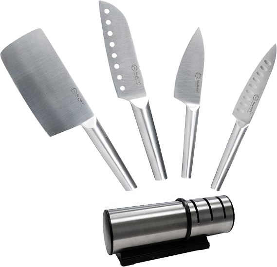 Berghoff 4Pc Stainless Steel Kitchen Knife Set, Santoku & Cleaver Knives