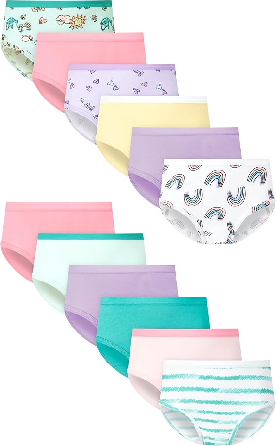 Hanes Girls' And Toddlers Underwear, Stretch Cotton Panties, 12-pack, Briefs, Bikini and Hipsters for Girls