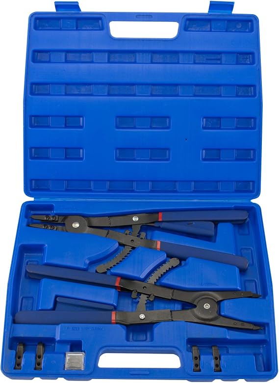 Hiltex 02016 16" Snap Ring Plier Set, 2 Piece | External and Internal Pliers | Straight, 45, 90 Tips