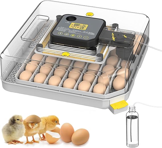 Egg Incubator, 48 Pieces Incubator for Eggs Automatic Turning, Temperature and Humidity Display, Control, and Alarm, Automatic Water Pump Replenishment for Hatching Eggs, Duck Eggs, Goose Eggs