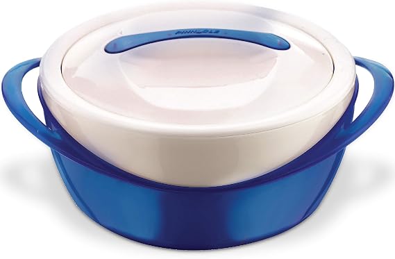 Pinnacle Large Insulated Casserole Dish with Lid 2.6 qt. Elegant Hot Pot Food Warmer/Cooler -Thermal Soup/Salad Serving Bowl Stainless Steel Hot Food Container Best Gift Set for Moms Holidays Blue