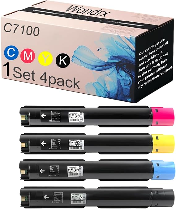 C7100 Toner Cartridge for Xerox C7100, High Yield 32000 Pages, Reliable Performance Compatible for Xerox VersaLink C7120 C7125 C7130 Printer (C/M/Y/K 1Set)