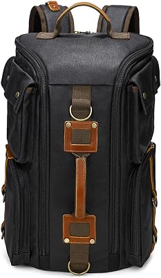 Travel Canvas Backpack for Mens and Womens Waterproof Hiking Backpack Wear-Resistant Lightweight Backpack Laptop Bags Black