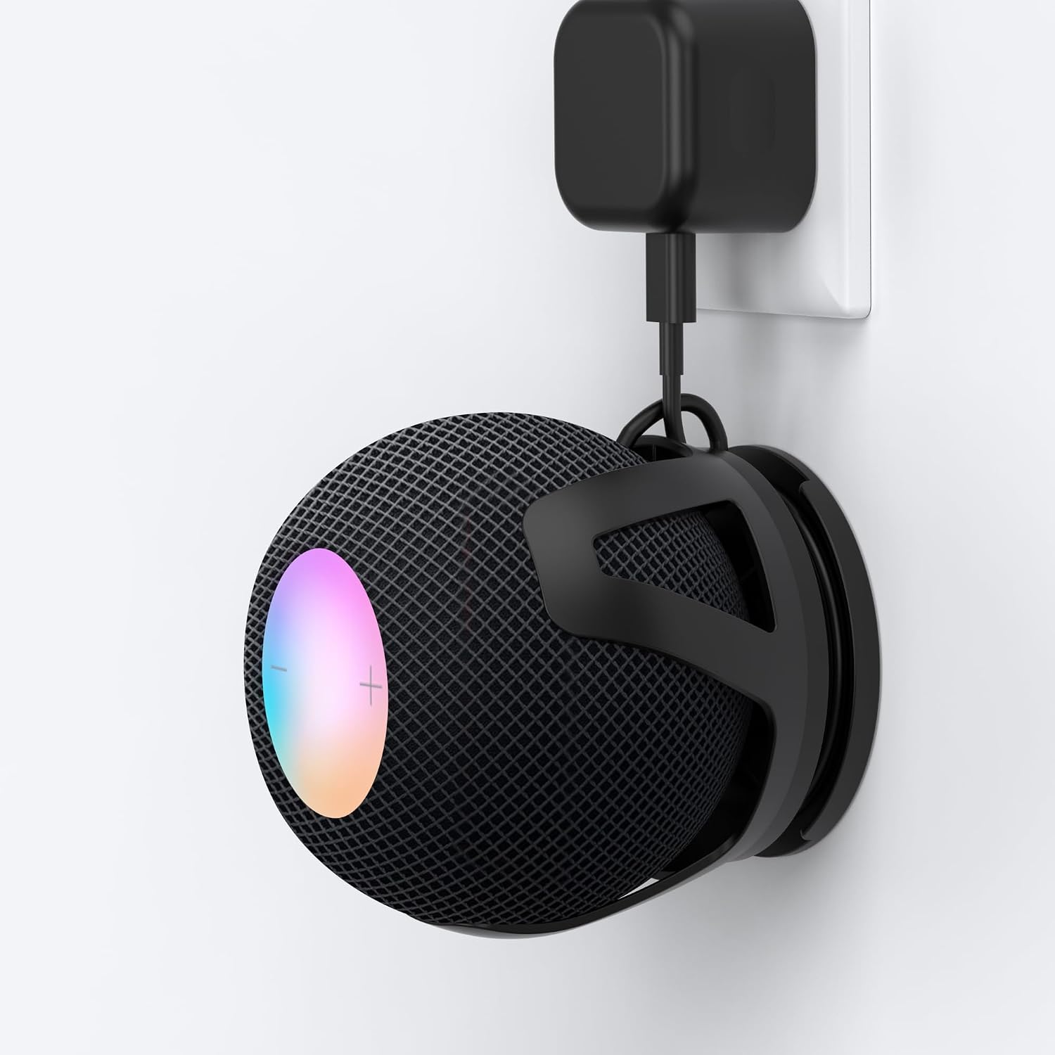 HomeMount Wall Mount Compatible with HomePod Mini - Self Adhesive or Drilling, Perfect Cord Management, Space-Saving Holder and Stand for HomePod Mini