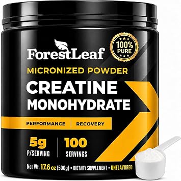 ForestLeaf Micronized Creatine Monohydrate Powder - Maximize Muscle Growth & Strength - Unflavored Creatine for Women and Men - 5G Per Serving - 100 Servings