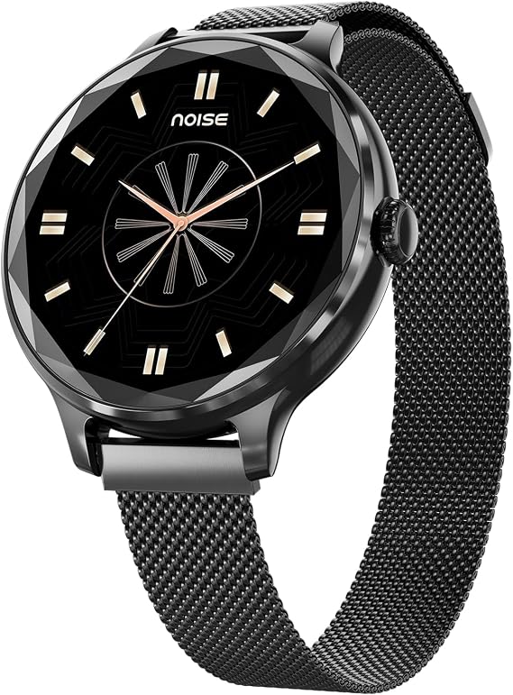Noise Diva Smartwach for Women with AI Voice Assistant, 100+ Watchfaces, Sleep Tracker, Female Cycle Tracking, BT Calling, AMOLED Display, Water & Dust Resistant, (Black Link)