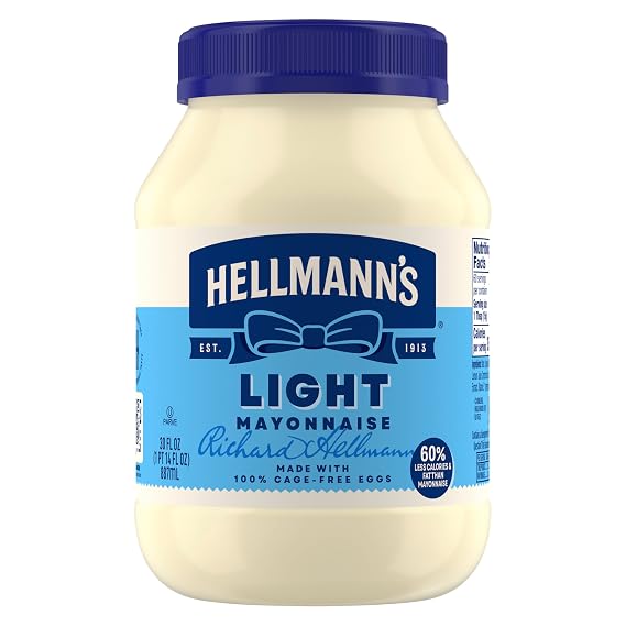 Hellmann's Light Mayonnaise 1 ct Light Mayo Creamy Condiment for Sandwiches and Simple Meals 60% Less Fat and Calories than Regular Mayonnaise 30 oz