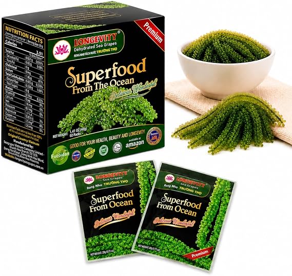 LONGEVITY Dehydrated Sea Grapes Lato 1.4oz, 2-Pack, Umibudo Seaweed Caviar