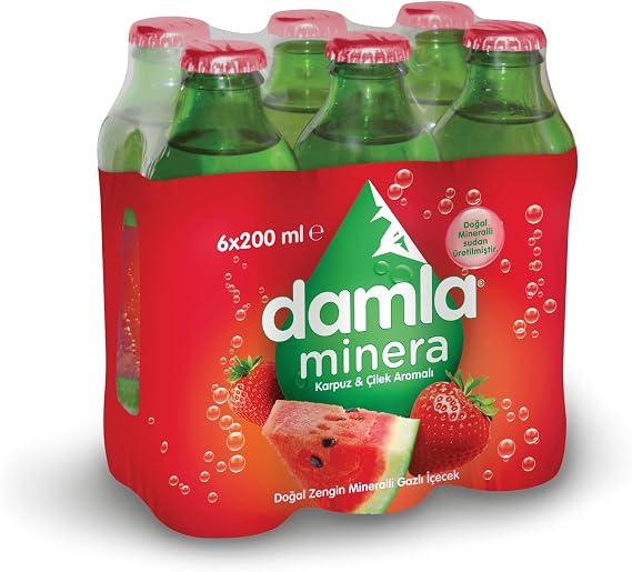 Drop Minera Strawberry Watermelon Mineral Water Glass Bottle 6x200 ML