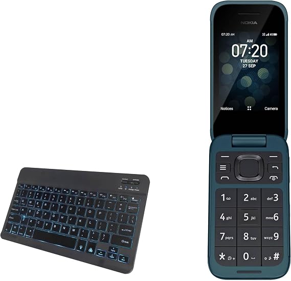 BoxWave Keyboard Compatible With Nokia 2780 Flip - SlimKeys Bluetooth Keyboard - with Backlight, Portable Slim LED 7 Colors - Jet Black