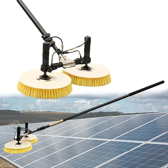 Photovoltaic Panel Cleaning Machine with Telescopic Pole, Double Head Solar Panel Cleaning Equipment Solar Cleaning Robot, Roof Water Brush, Power Tool,7.5m