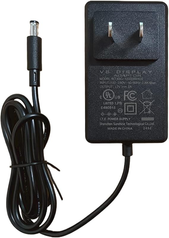 VSDISPLAY Power Adapter, AC 100-240V Input to 12V DC 2A Output,Power Supply