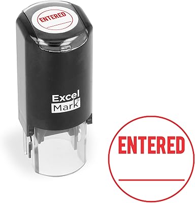 ExcelMark Entered - Self-Inking Rubber Stamp - A17 Red Ink
