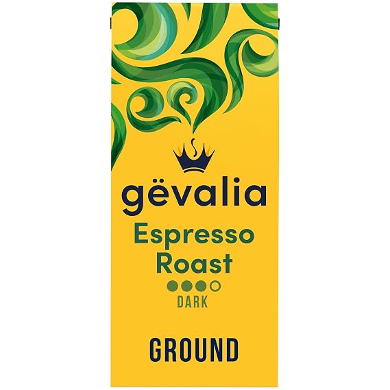 Gevalia Ground Coffee, Espresso Roast Dark Roast, 12 oz. Bag | 100% Arabica Dark Roast Coffee, Full-Bodied Espresso Flavor with Caramel Undertones, Slow Roasted & Never-Bitter