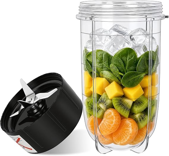 Replacement Parts Set: 16oz Cup+Blade for Magic Bullet MB1001 | Food-Grade Blender Cup & 304 Stainless Cross Blade, Fits 250W MB1001 Series, Dishwasher Safe, Great for Smoothies & Shakes