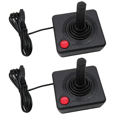 WELURE 2-Pack Replacement Wired Joystick Controller Compatible for Atari 2600 Console System - Black
