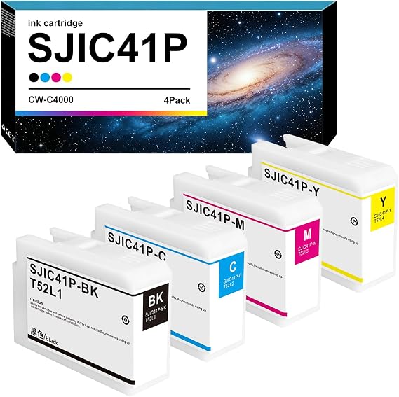 SJIC41P Ink Cartridge Remanufactured T52L1 T52L2 T52L3 T52L4 Ink Cartridge Replacement for Colorworks CW-C4000 Label Printer