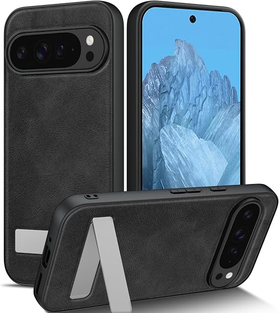 X-level Magnetic Leather Case for Google Pixel 9 Pro XL, Kickstand, Black