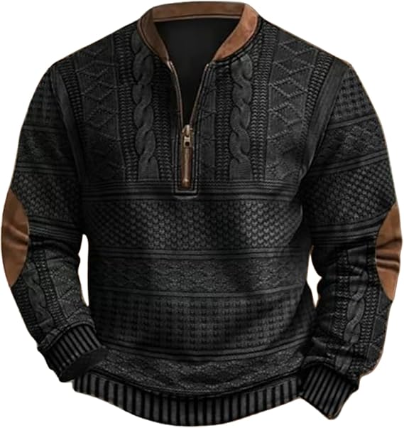 Whitecloths Life Clothing Men, Whitecloths Men's Vintage Knit Print Zip-Up Sweatshirt