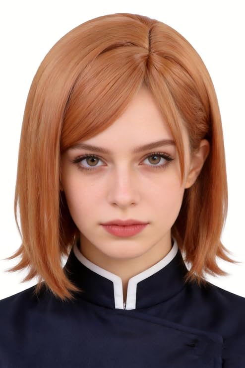 Brown Side Parted Short Wig Bob Styling Wig for Halloween Costume Cosplay Wigs