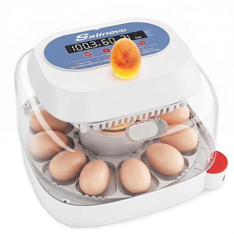 Sailnovo 12 Eggs Incubator, 4 Modes, Temp Control & Humidity Display, Blue