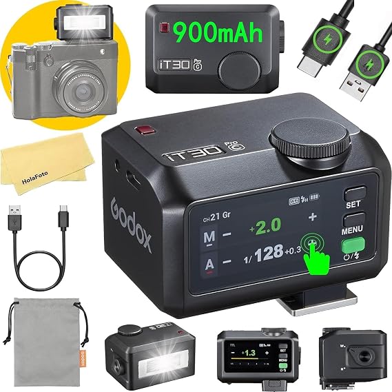 GODOX iT30 Pro C iT30Pro C iT30ProC Mini TTL Camera Flash for Canon Flash | Full-Color Touchscreen,2.4G GN15 HSS 1/80001.5s Recycle Time for Canon EOS Rebel T7 T100 2000D 4000D R50 Etc Cameras