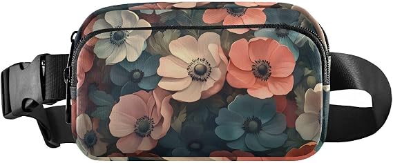 Fanny Pack-(Elegant Floral) for Women Men,Crossbody Sling Bag Water Resistant Waist Bag with Adjustable Belt for Traveling Running Hiking