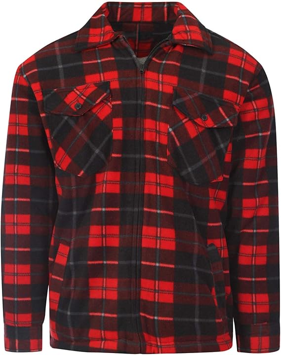 Stylo Online Unisex Padded Shirts Lumberjack Collared Hooded Flannel Check Jacket Thick Quilted Work Wear Warm Thermal Fleece Fur Lined Top Casual Coat Plus Big Size S-5XL