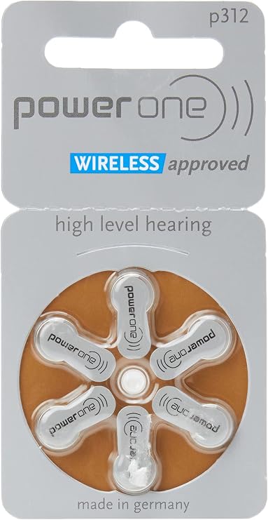 Power One Hearing Aid Air Batteries PR41 Brown Type 312 Parallel Import 6 Pack Set Mercury Free
