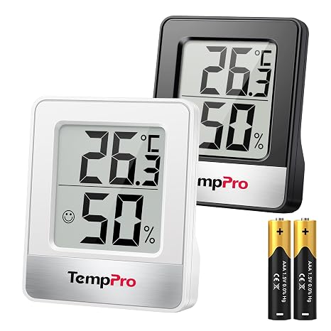 TempPro TP49 Digital Indoor Hygrometer, Mini Room Thermometer, 2 Pieces | Temperature Monitor and Humidity Meter for Home, Office, Baby Room, Air Comfort Thermo Hygrometer(Previously ThermoPro)
