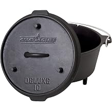 Camp Chef DO10 - 6 Quart Dutch Oven Pre-Seasoned Cast Iron with Lift Tool and Lid