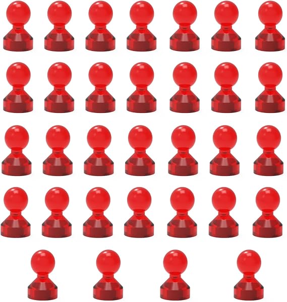 Magnetic Push Pins Powerful Push Pin Magnets for Fridge Whiteboards Calendars Maps in School & Office Pack of 32,Red